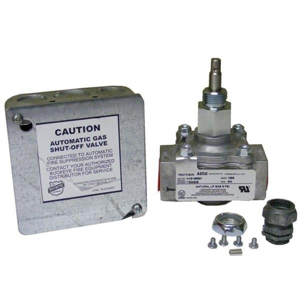 Válvula mecánica de cierre automático de gas Buckeye BFGV para sistemas de supresión en cocinas comerciales