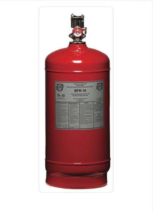 Cilindro BFR-10 Buckeye para sistema de supresión de incendios en cocinas comerciales, agente químico húmedo, 10 puntos de flujo