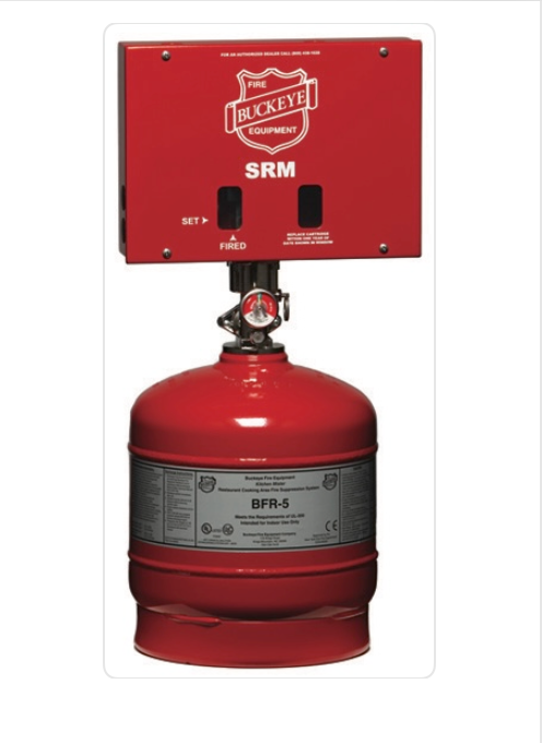 Cilindro BFR-5 Buckeye con módulo de liberación SRM para sistema de supresión de incendios en cocinas comerciales