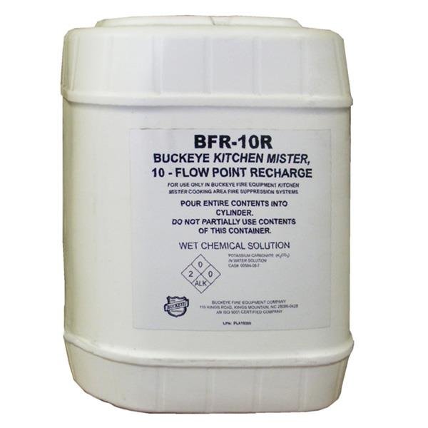 Agente de recarga Buckeye BFR-10R para cilindro de sistema de supresión de incendios Kitchen Mister de 10 puntos de descarga.
