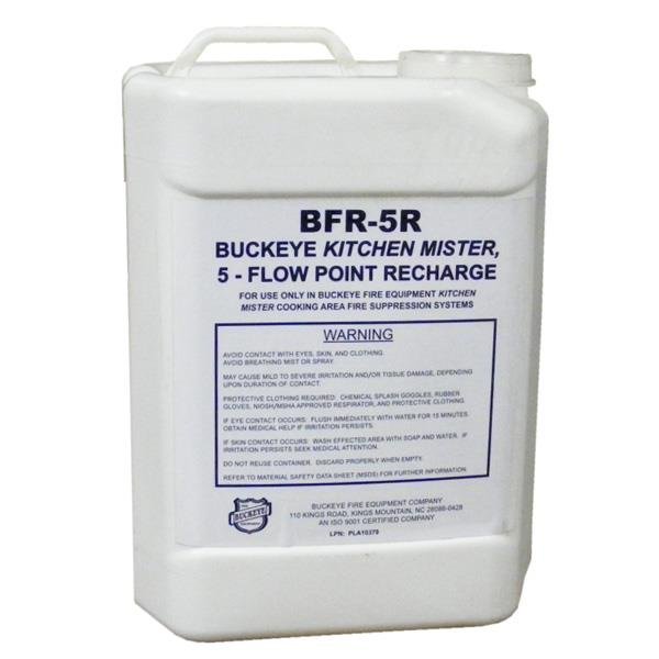 Agente de recarga Buckeye BFR-5R para cilindro de sistema de supresión de incendios Kitchen Mister de 5 puntos de descarga.
