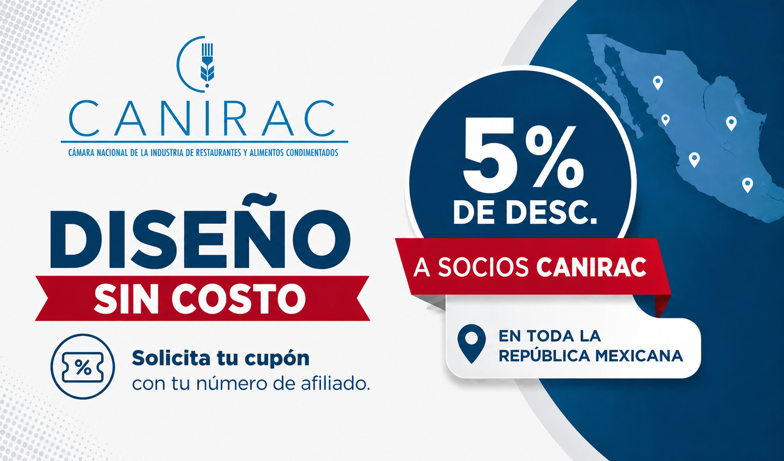 banner descuento 5 por ciento socios CANIRAC alarmas contra incendio sistemas de supresión en México